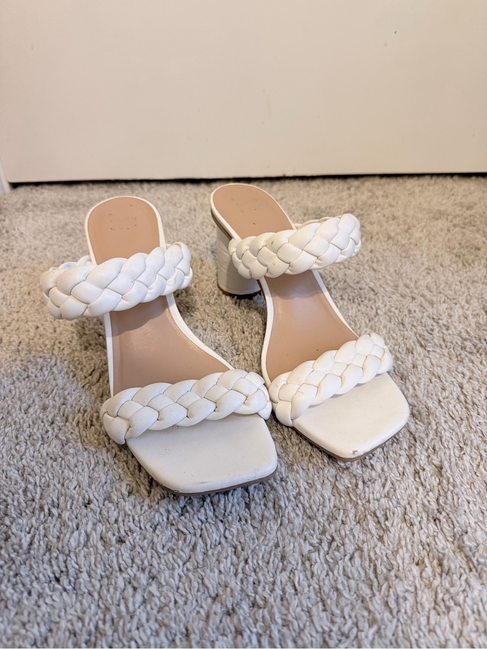 a new day White Braided Double-Strap Block Heel Mules